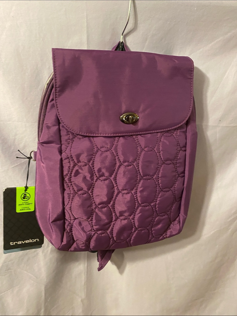 Travelon Quilted Lilac Shoulder Backpack Crossbody
